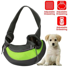 Pet Carrier for Dogs Cats Hand Free Sling Adjustable Padded Strap Tote Bag (Color: Green, size: S)