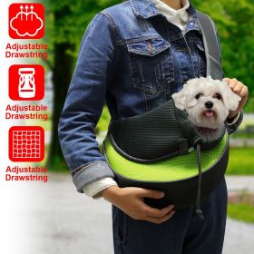 Pet Carrier for Dogs Cats Hand Free Sling Adjustable Padded Strap Tote Bag (Color: Green, size: L)
