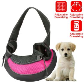 Pet Carrier for Dogs Cats Hand Free Sling Adjustable Padded Strap Tote Bag (Color: pink, size: S)