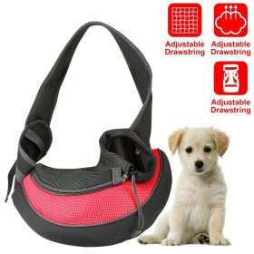 Pet Carrier for Dogs Cats Hand Free Sling Adjustable Padded Strap Tote Bag (Color: Red, size: S)
