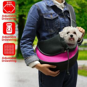 Pet Carrier for Dogs Cats Hand Free Sling Adjustable Padded Strap Tote Bag (Color: pink, size: L)