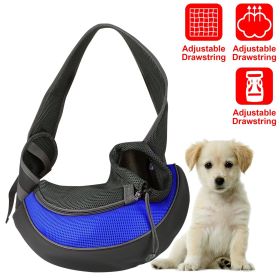 Pet Carrier for Dogs Cats Hand Free Sling Adjustable Padded Strap Tote Bag (Color: Blue, size: L)