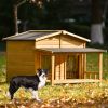 Large Wooden Dog House Outdoor & Indoor Dog Crate;Cabin Style,with porch,2 Doors