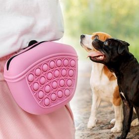 Bag Silicone Feed Dogs Treat Pouch Pet Training Bag Bundle Pocket Waist Pack (Color: pink)