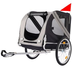 Dog Bike Trailer, Breathable Mesh Dog Cart, 3 Entrances, Folding Carrier Wagon (Color: as Pic)