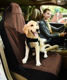 Pet Life Open Road Mess-Free Single Seated Safety Car Seat Cover Protector (Color: brown)