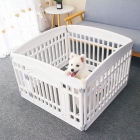 Pet Playpen Foldable Gate for Dogs Heavy Plastic Exercise Pen with Door Portable (Color: White)