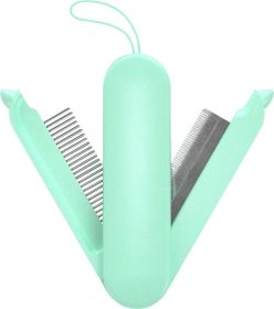 Pet Life 'JOYNE' Multi-Functional 2-in-1 Swivel Travel Grooming Comb Deshedder (Color: Green)