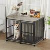 Furniture dog crate sliding iron door dog crate with mat.