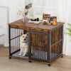 Furniture dog crate sliding iron door dog crate with mat.