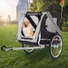 Dog Bike Trailer, Breathable Mesh Dog Cart, 3 Entrances, Folding Carrier Wagon