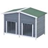 Large Wooden Dog House Outdoor & Indoor Dog Crate;Cabin Style,with porch,2 Doors