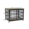 Furniture style dog crate wrought iron frame door with side openings, Grey,