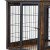 Furniture Style Dog Crate Side Table on Wheels with Double Doors and Lift