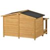 Large Wooden Dog House Outdoor & Indoor Dog Crate;Cabin Style,with porch,2 Doors