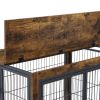 Furniture Style Dog Crate Side Table on Wheels with Double Doors and Lift