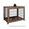 Furniture Style Dog Crate Side Table on Wheels with Double Doors and Lift