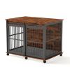 Furniture dog crate sliding iron door dog crate with mat.