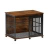 Furniture dog crate sliding iron door dog crate with mat.