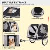 Dog Bike Trailer, Breathable Mesh Dog Cart, 3 Entrances, Folding Carrier Wagon