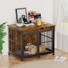 Furniture dog crate sliding iron door dog crate with mat.