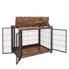 Furniture Style Dog Crate Side Table on Wheels with Double Doors and Lift