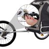 Dog Bike Trailer, Breathable Mesh Dog Cart, 3 Entrances, Folding Carrier Wagon