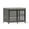 Furniture dog crate sliding iron door dog crate with mat.