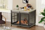 Furniture dog crate sliding iron door dog crate with mat.