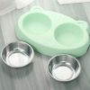 Dog Bowls Double Dog Water And Food Bowls Stainless Steel With Non-Slip Resin