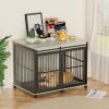 Furniture dog crate sliding iron door dog crate with mat.
