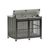 Furniture dog crate sliding iron door dog crate with mat.