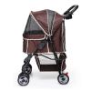 Pet Dog Stroller Trolley, Foldable Travel Carriage with Wheels Zipper Entry Cart