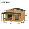 Large Wooden Dog House Outdoor & Indoor Dog Crate;Cabin Style,with porch,2 Doors