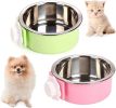 Crate Dog Bowl; Removable Stainless Steel Hanging Pet Cage Bowl Feeder