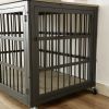 Furniture style dog crate wrought iron frame door with side openings, Grey,