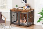 Furniture dog crate sliding iron door dog crate with mat.